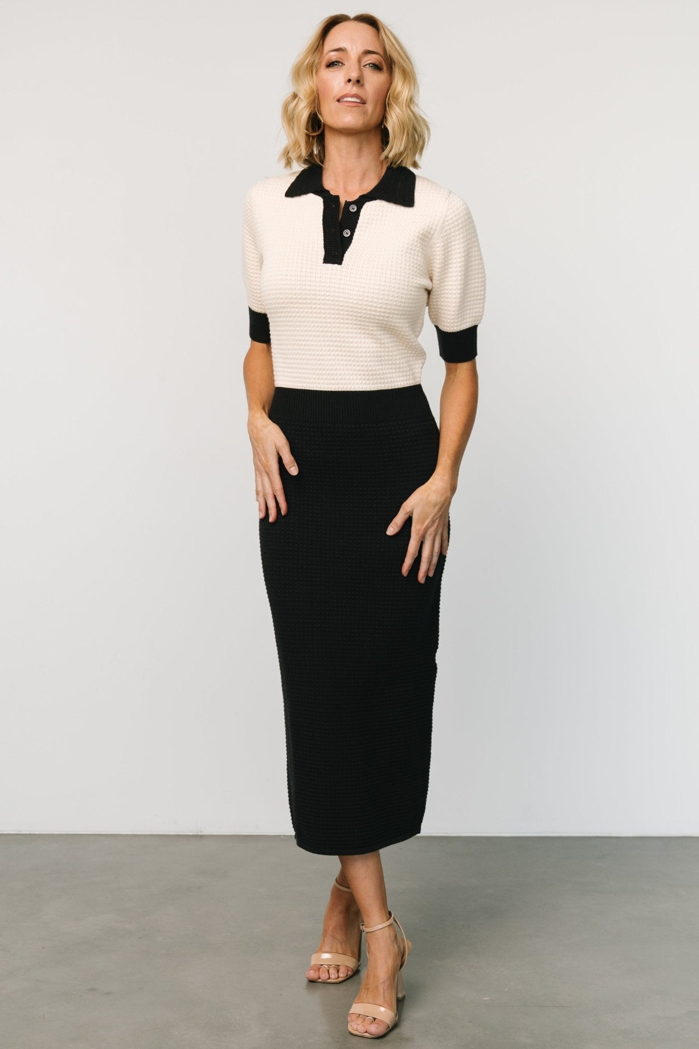 Gwendolyn Collared Midi Dress | Navy + Cream