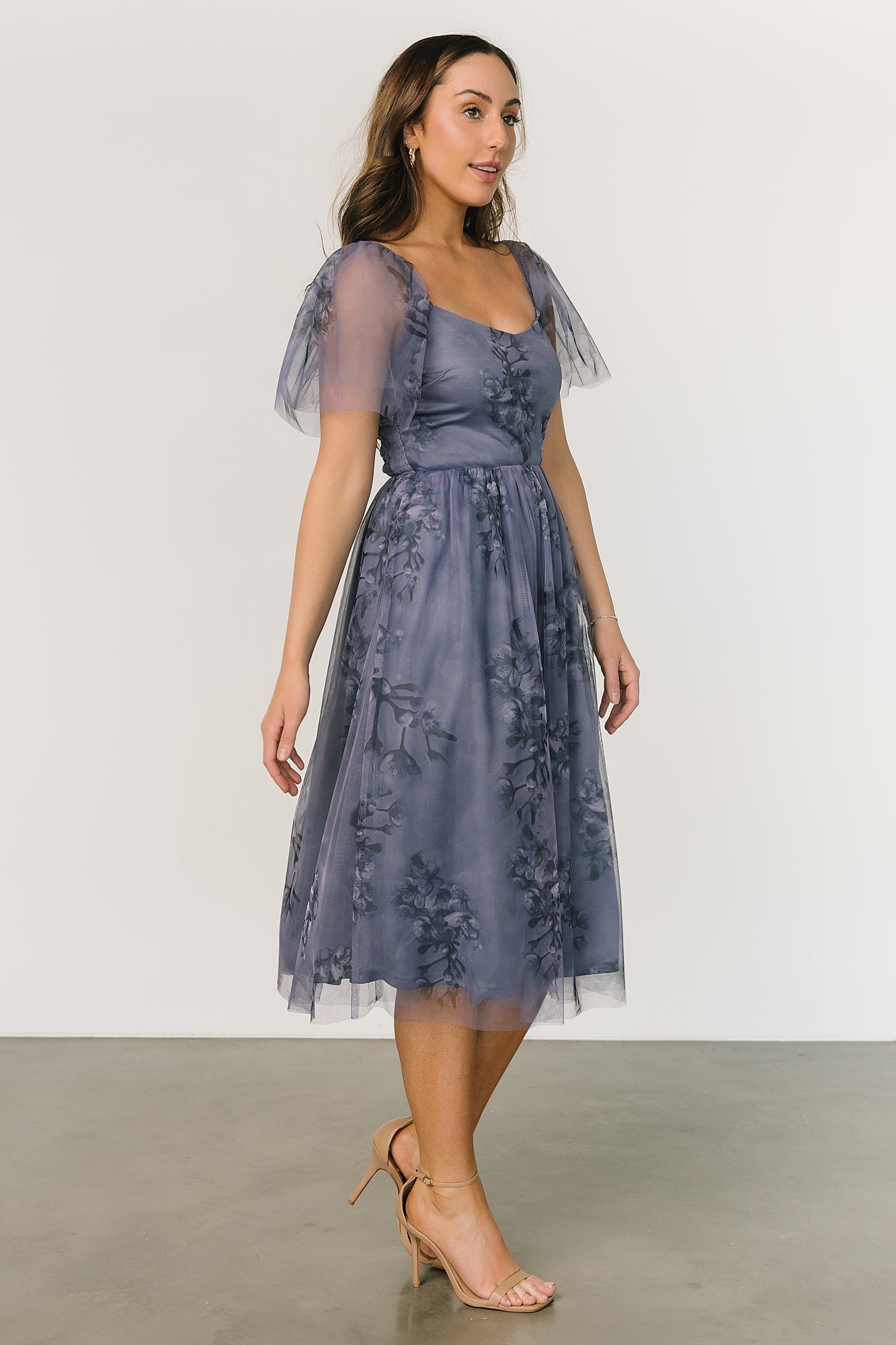 Gwyneth Tulle Midi Dress | Slate Blue Multi