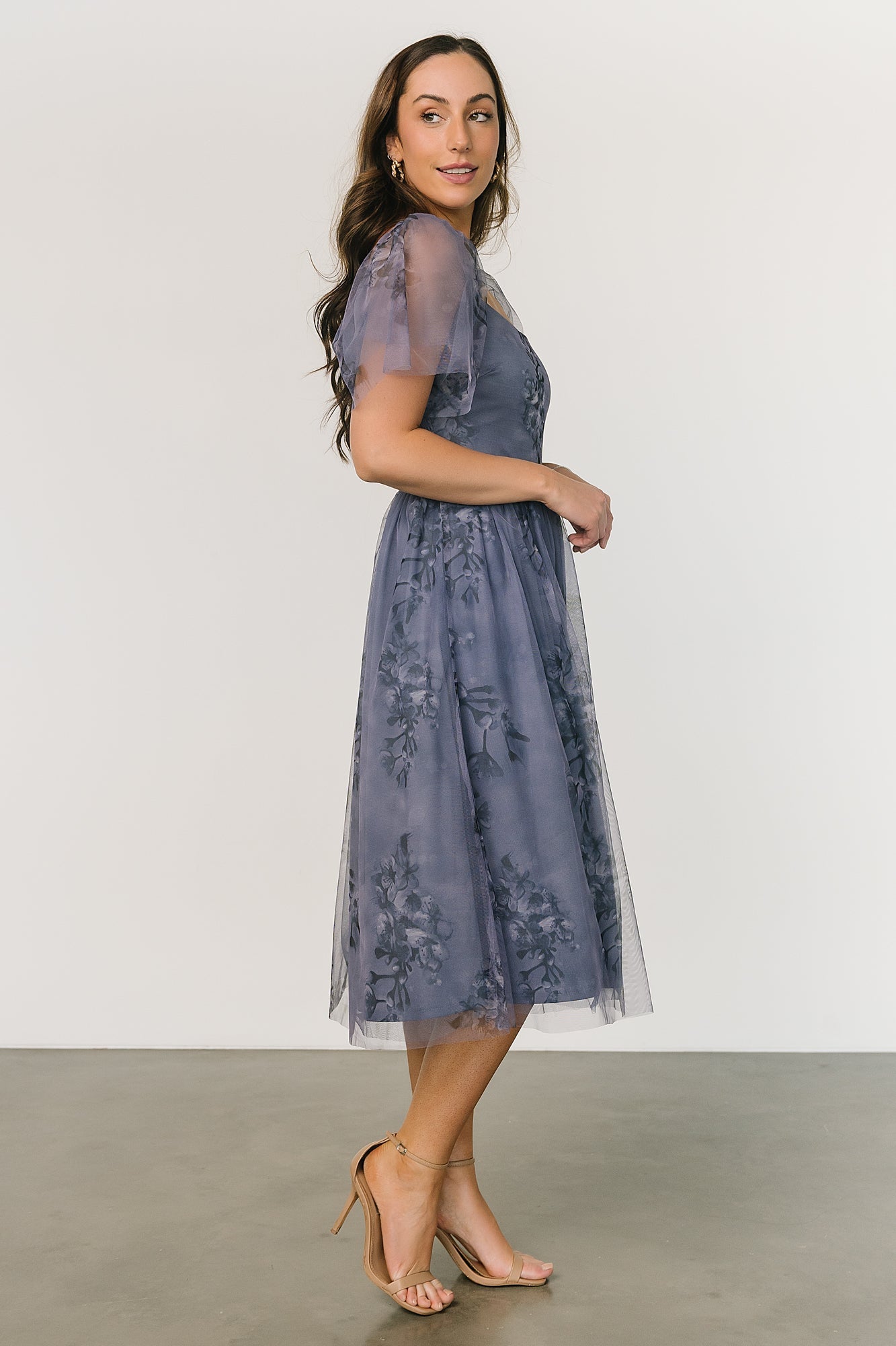 Gwyneth Tulle Midi Dress | Slate Blue Multi