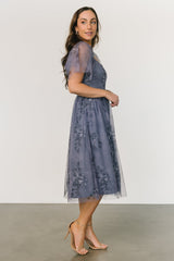 Gwyneth Tulle Midi Dress | Slate Blue Multi
