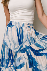 Hailee Tiered Skirt | Off White + Blue
