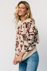 Hallstatt Sweater | Beige + Merlot Print