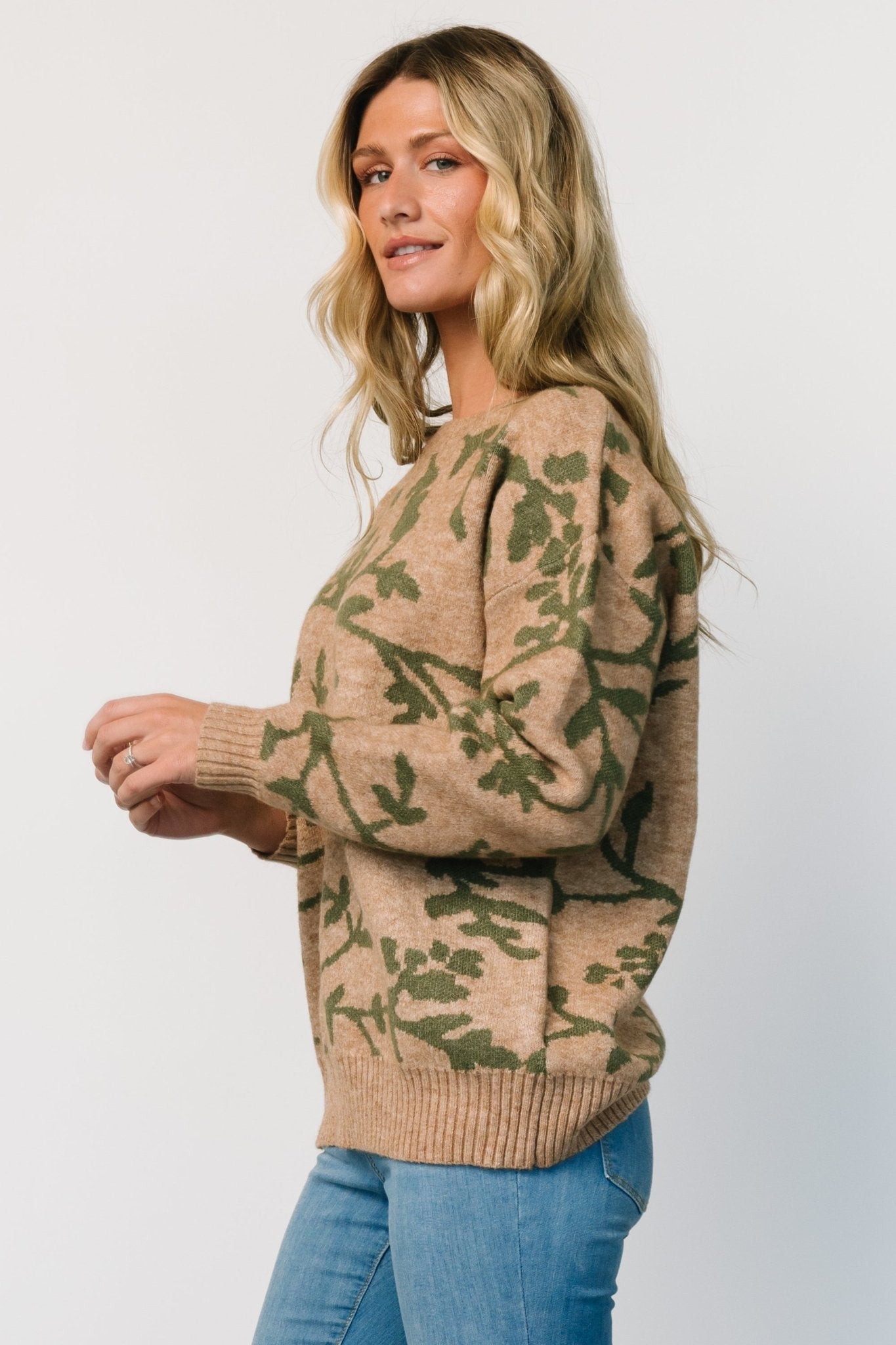 Hallstatt Sweater | Camel + Green Print