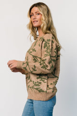 Hallstatt Sweater | Camel + Green Print