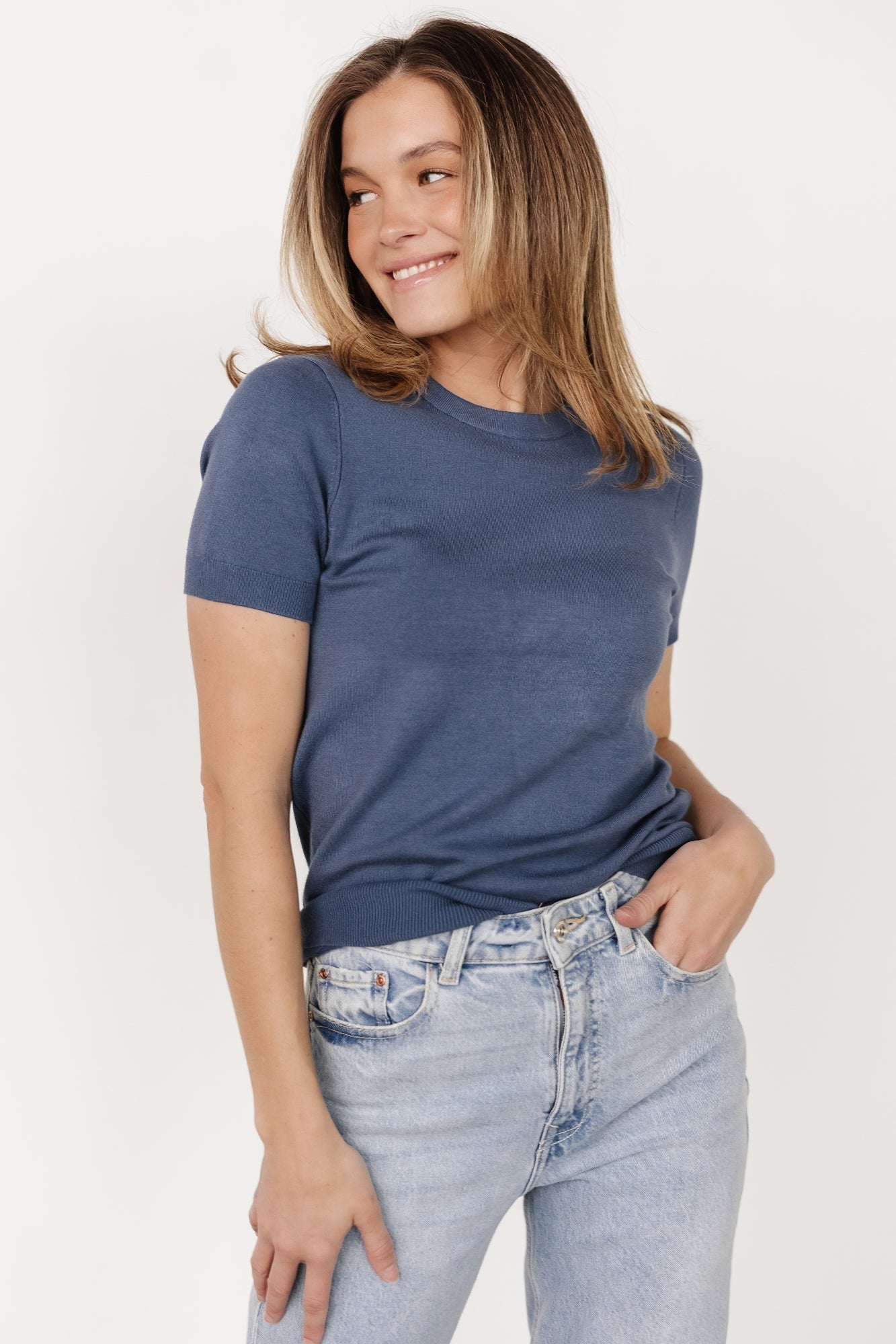 Hannah Knit Top | Slate Blue