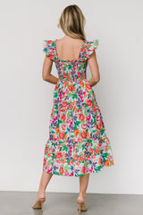 Harper Smocked Midi Dress | Blue Multi Floral