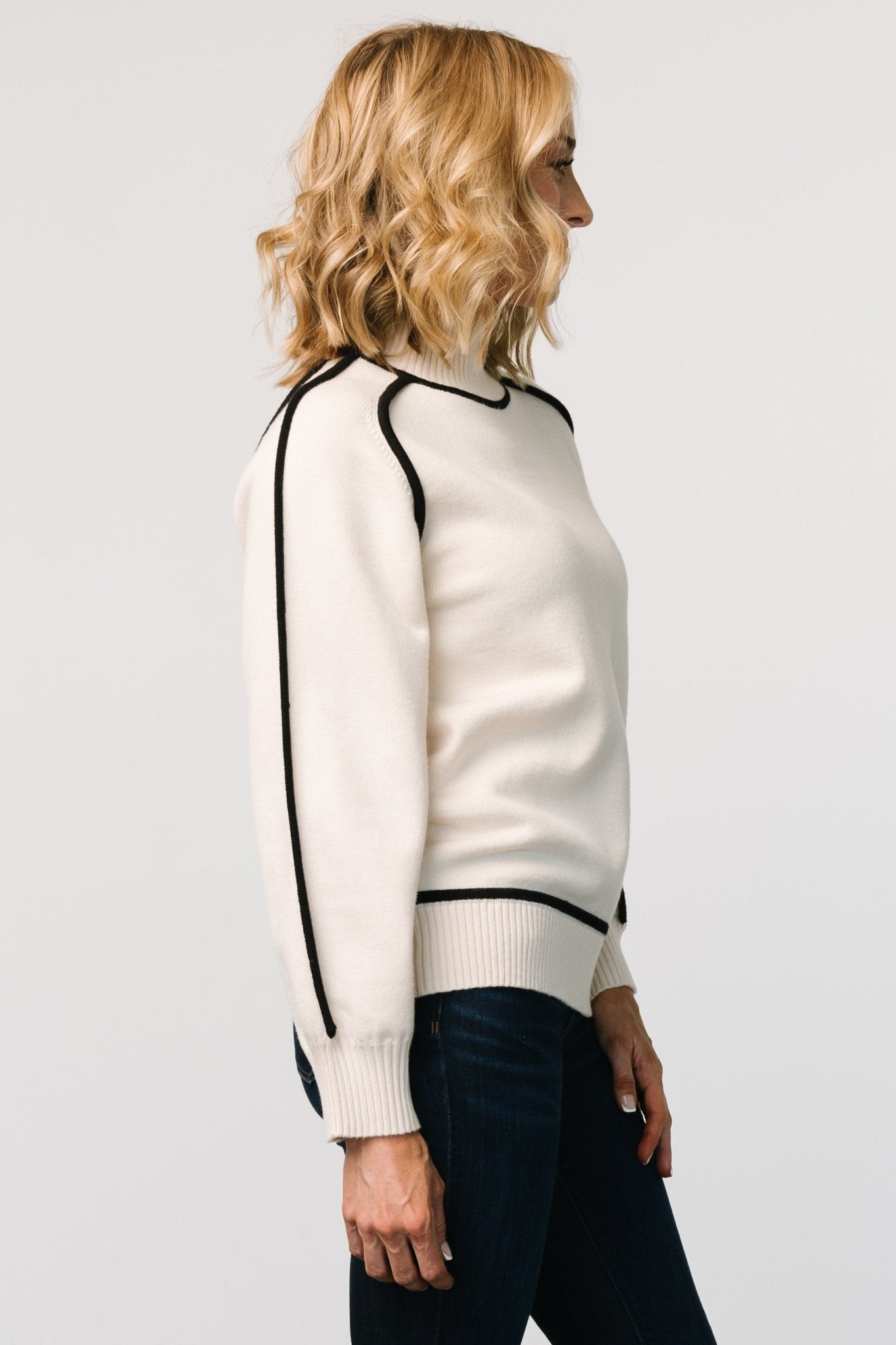 Harrington Sweater | Cream + Black