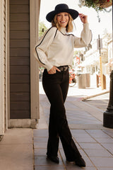 Harrington Sweater | Cream + Black