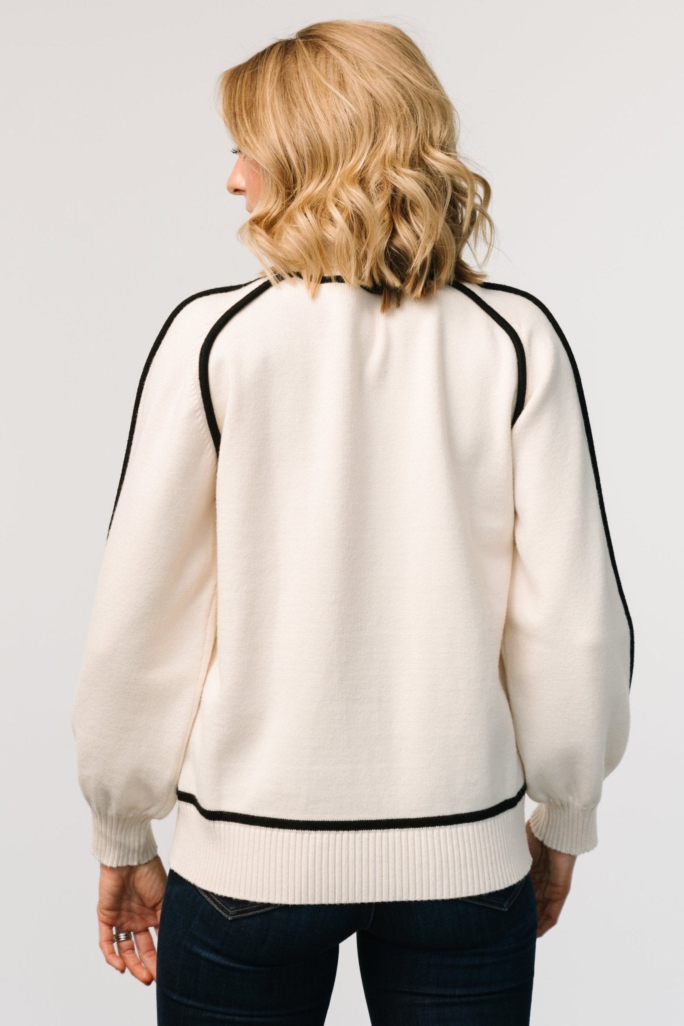 Harrington Sweater | Cream + Black