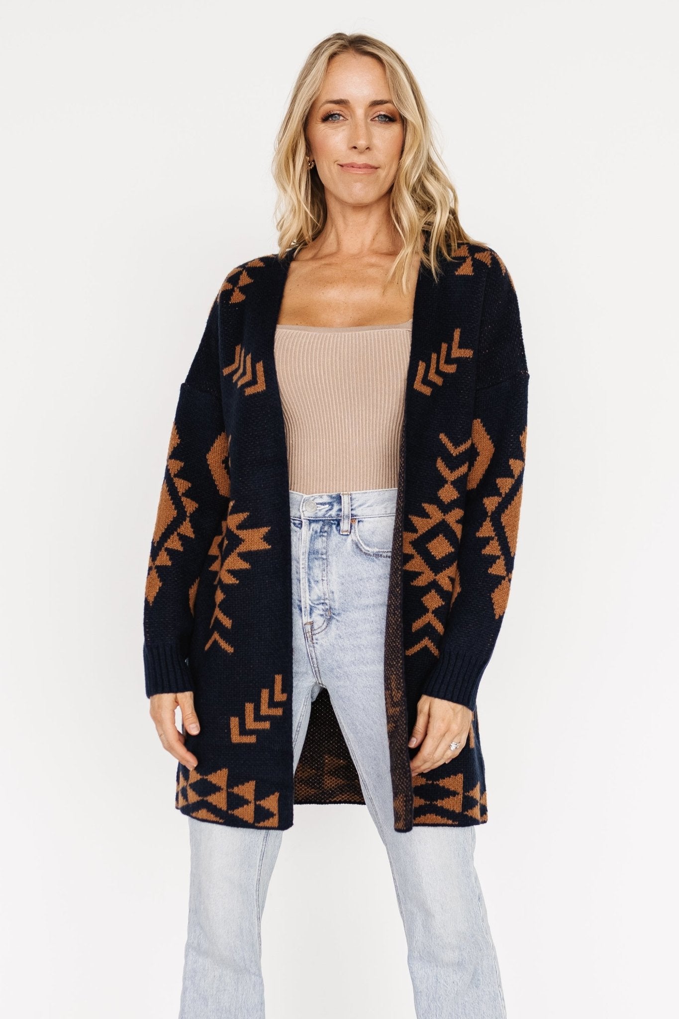 Hays Oversized Cardigan | Navy + Camel