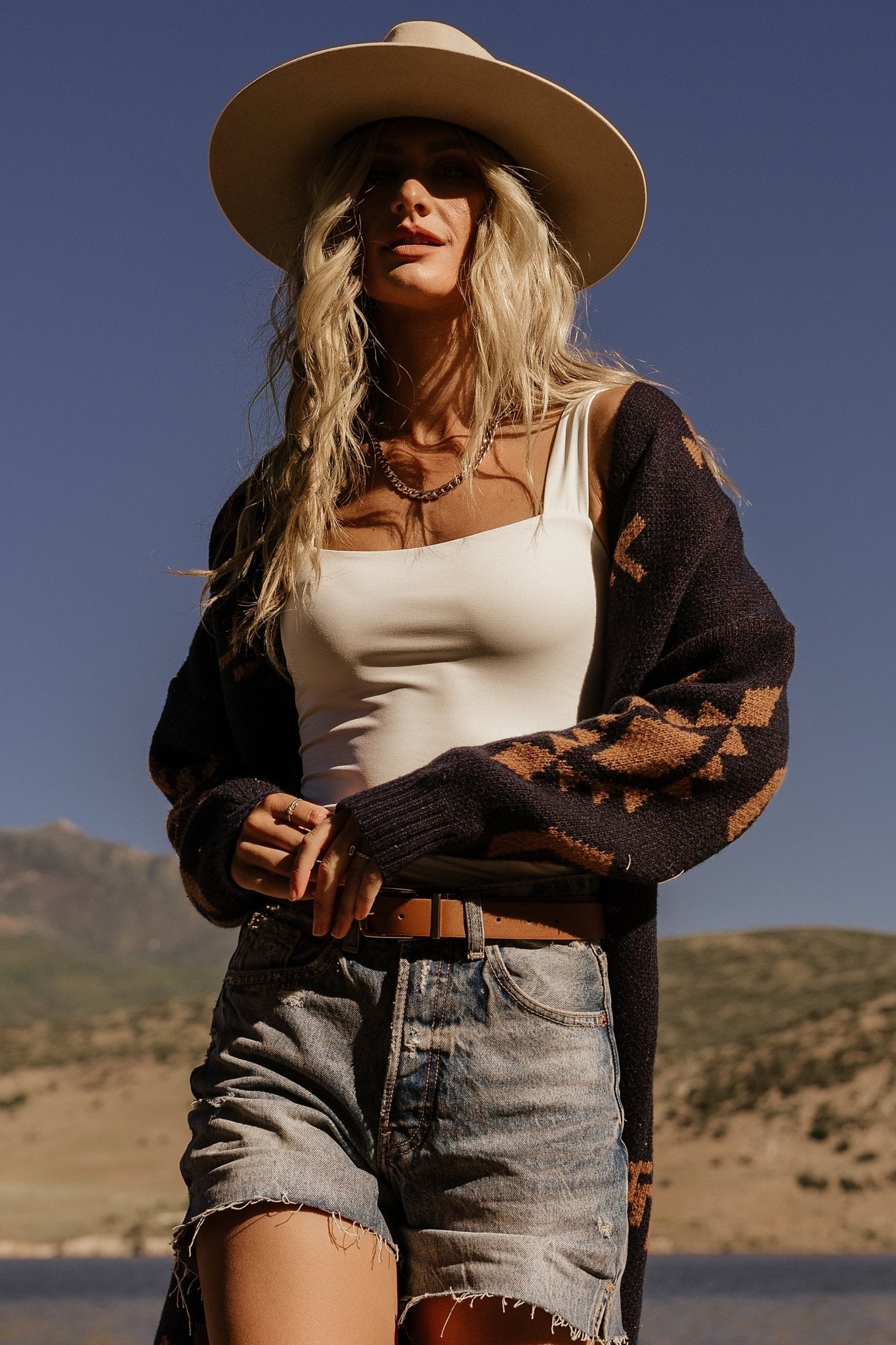 Hays Oversized Cardigan | Navy + Camel