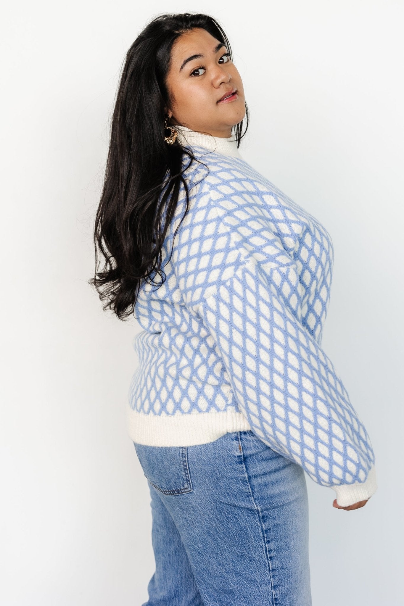 Hendrix Diamond Knit Sweater | Blue