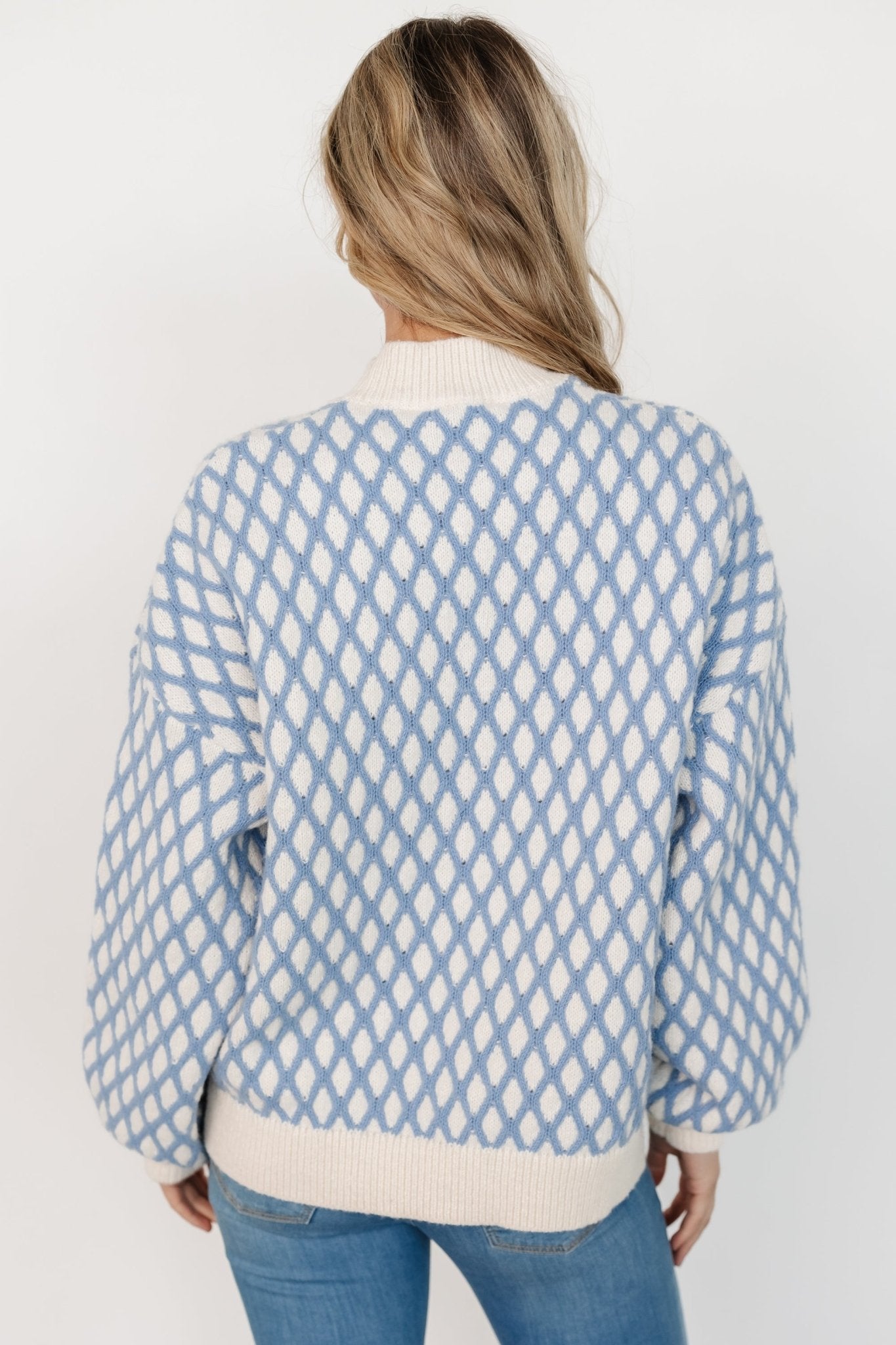 Hendrix Diamond Knit Sweater | Blue