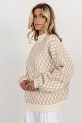 Hendrix Diamond Knit Sweater | Taupe