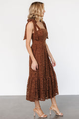 Hestia Lace Midi Dress | Brown