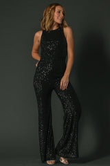 Hillary Sequin Jumpsuit | Black