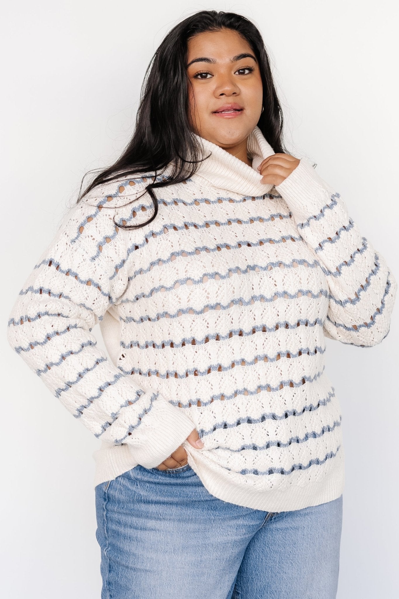 Hollis Knit Sweater | Ivory + Blue