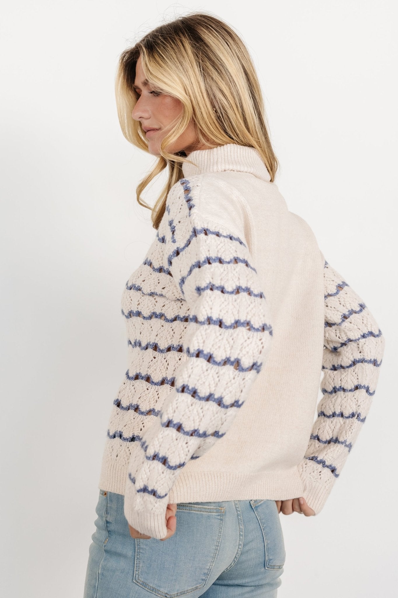 Hollis Knit Sweater | Ivory + Blue