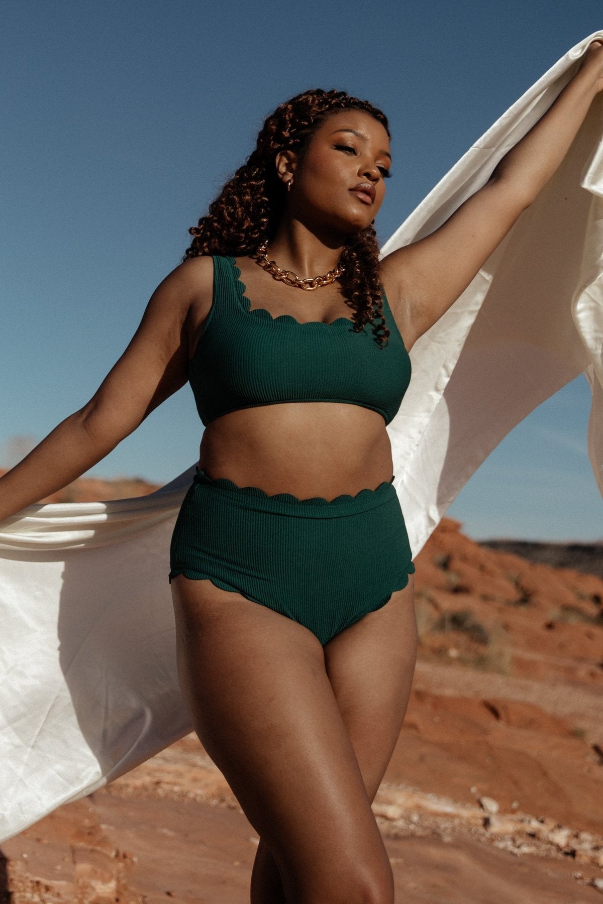 Honolulu Scalloped Bikini Top | Green