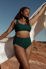Honolulu Scalloped Bikini Top | Green