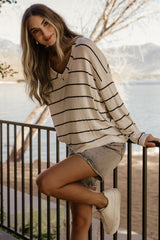Houston Relaxed Sweater Top | Ivory Stripe