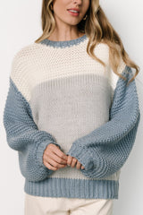 Hygge Chunky Knit Sweater | Blue + Cream