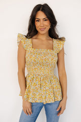 Ida Peplum Top | Golden Multi Floral