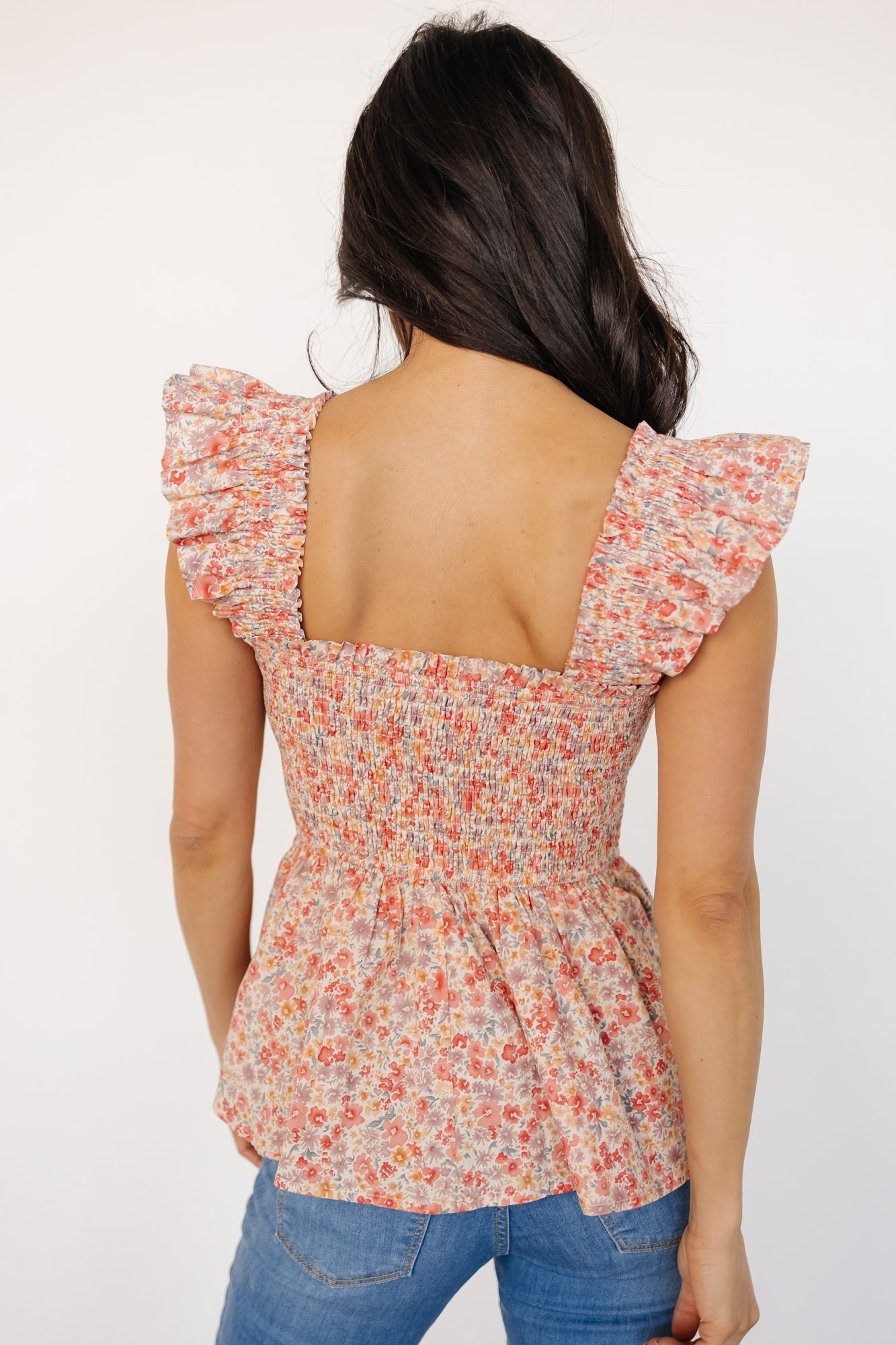 Ida Peplum Top | Pink Multi Floral