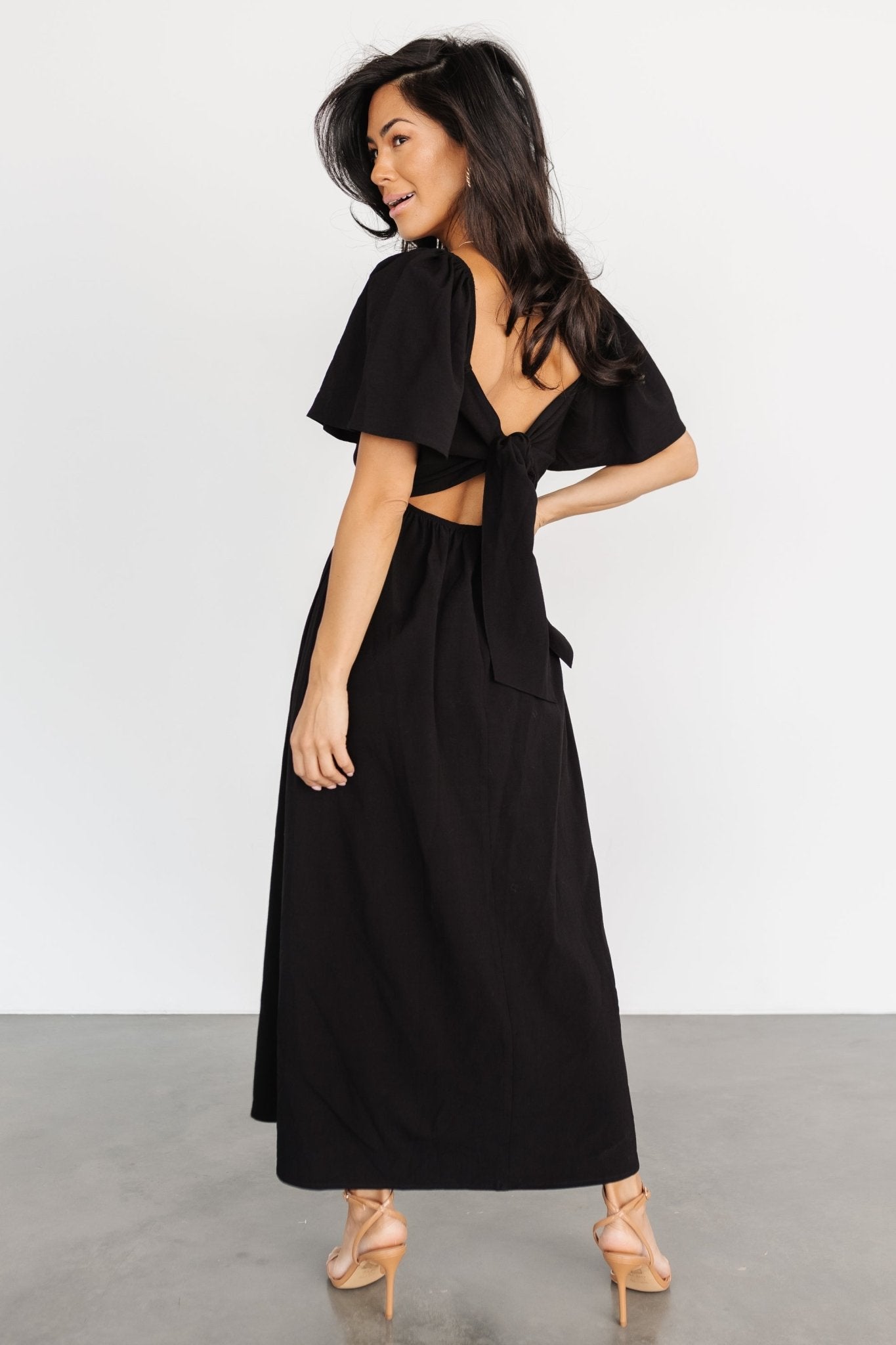Indie Back Tie Dress | Black