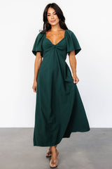 Indie Back Tie Dress | Dark Green
