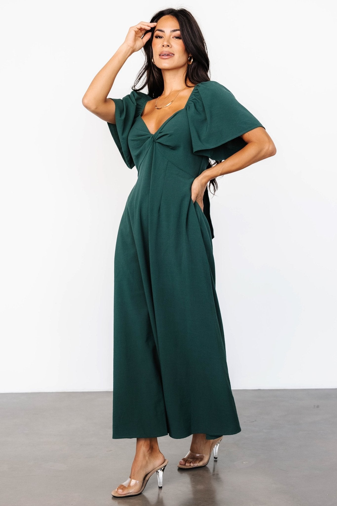 Indie Back Tie Dress | Dark Green