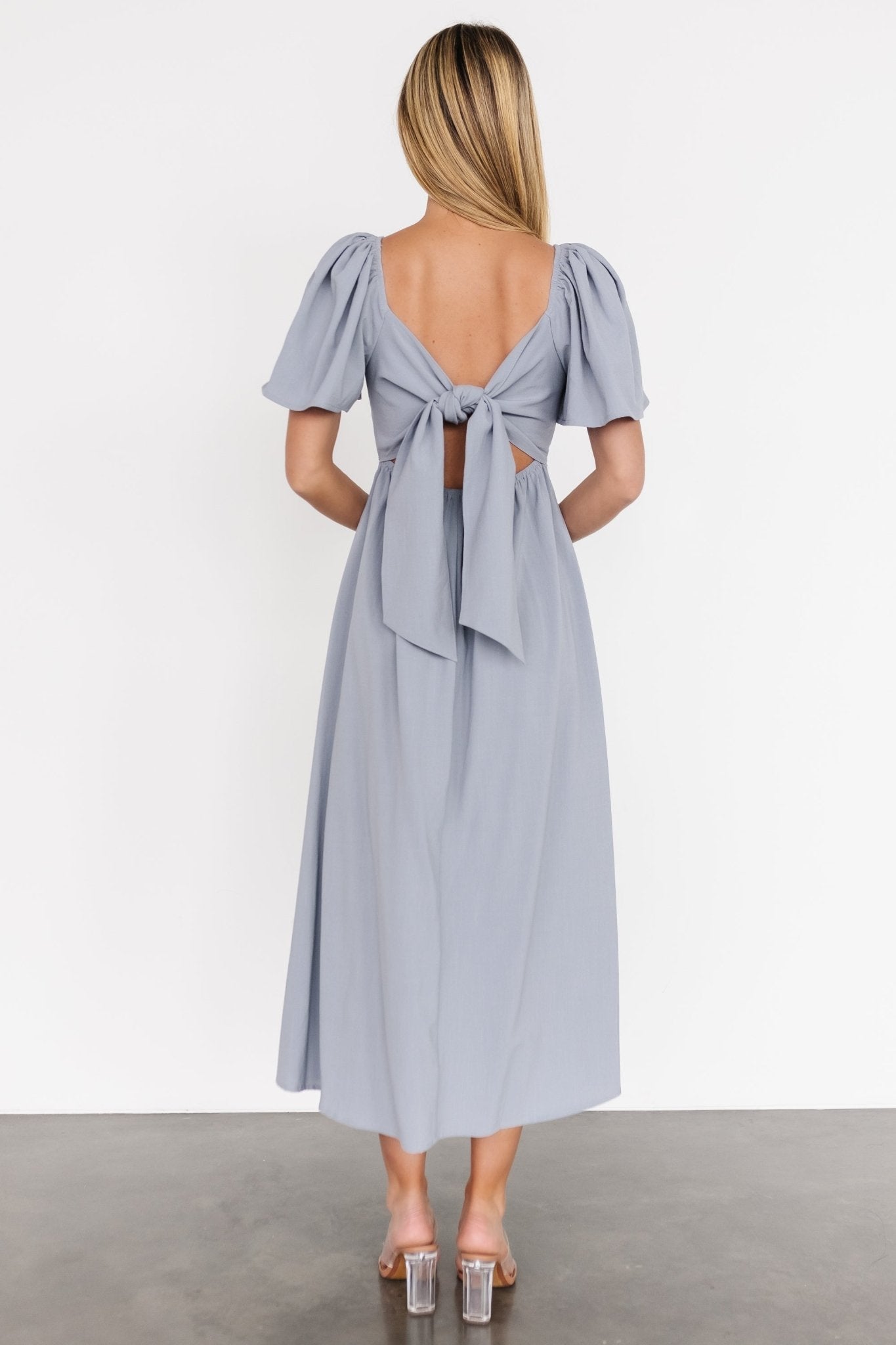 Indie Back Tie Dress | Dusty Blue