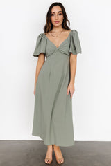 Indie Back Tie Dress | Dusty Green
