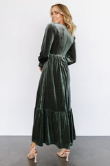 Ingrid Velvet Maxi Dress | Eucalyptus