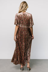 Irina Velvet Maxi Dress | Green Multi Floral