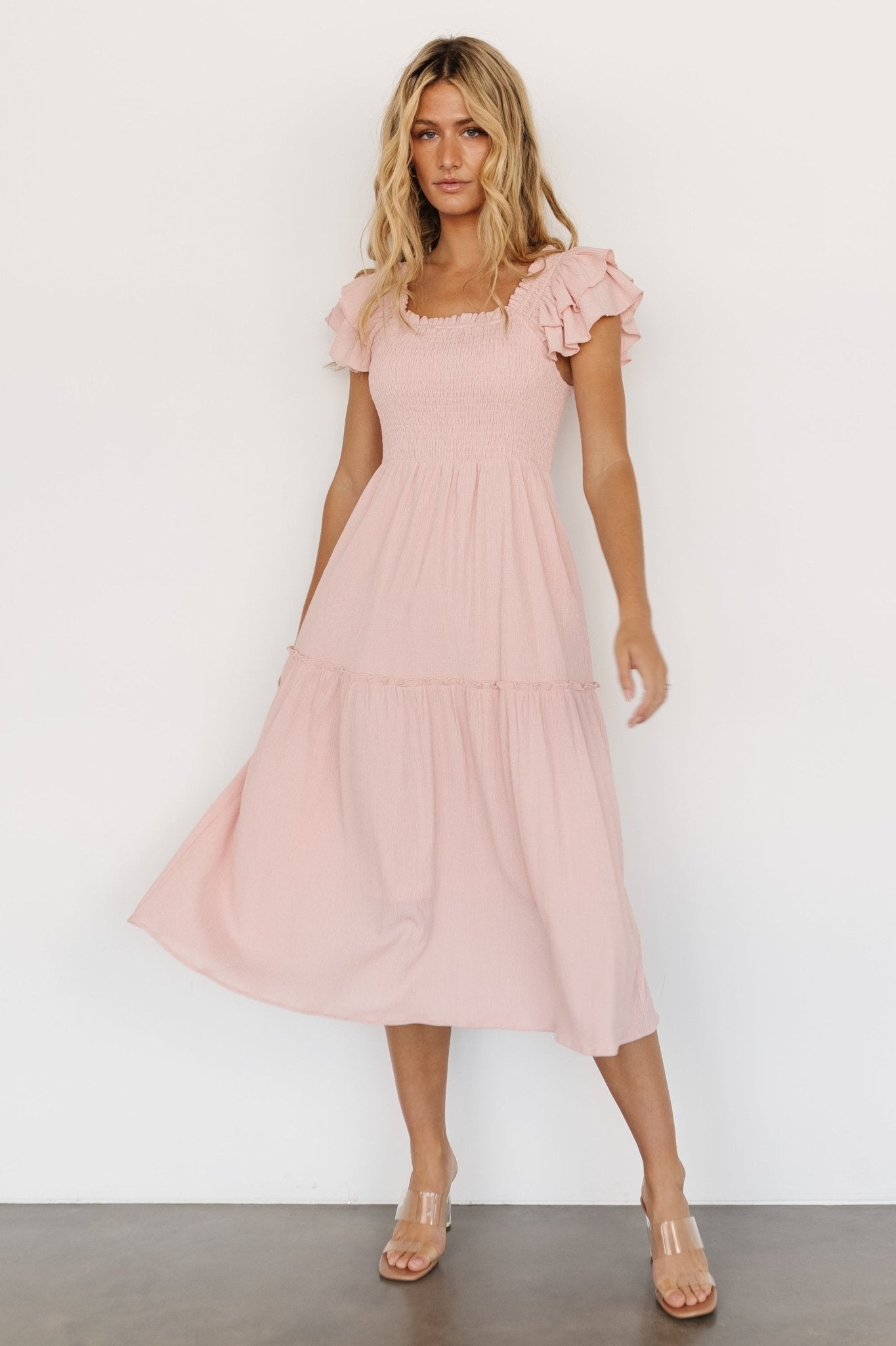 Jacie Smocked Midi Dress | Blush