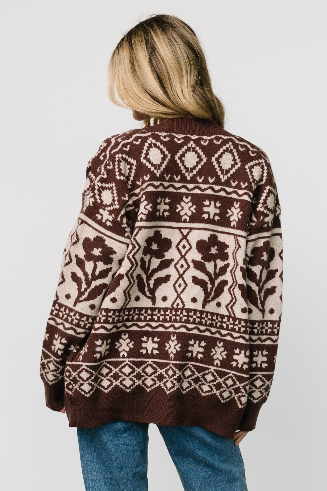 Jackson Oversized Cardigan | Dark Mocha Print