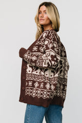Jackson Oversized Cardigan | Dark Mocha Print