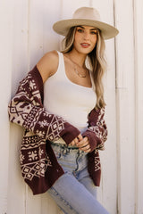 Jackson Oversized Cardigan | Dark Mocha Print
