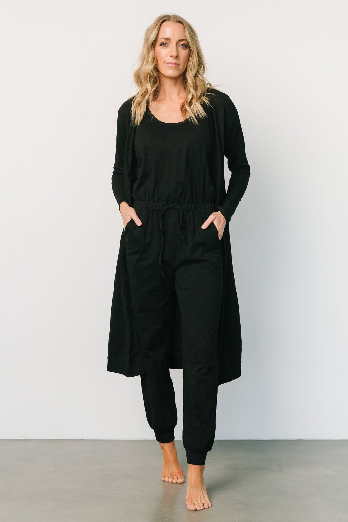 Janae Jumpsuit + Cardigan Set | Black
