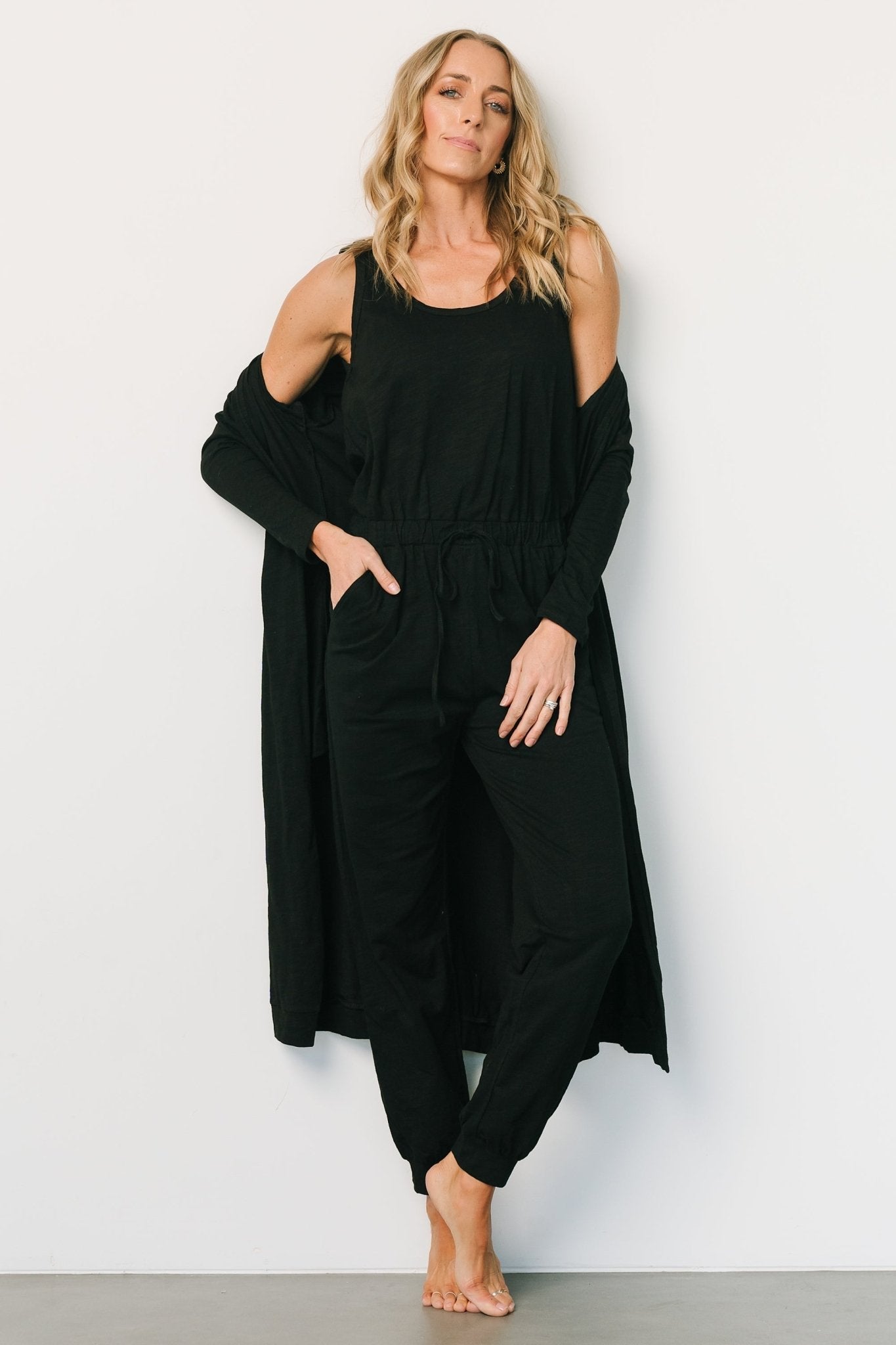 Janae Jumpsuit + Cardigan Set | Black