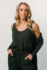 Janae Jumpsuit + Cardigan Set | Dark Green