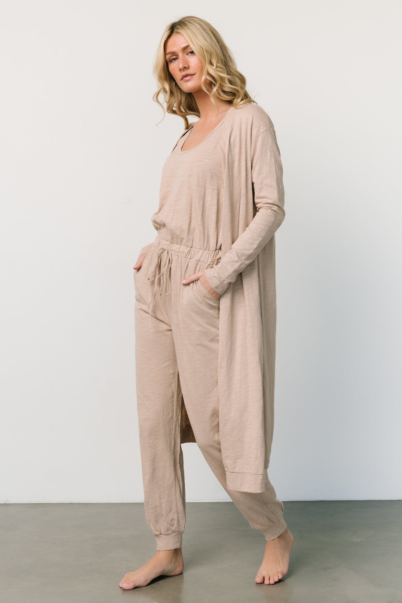 Janae Jumpsuit + Cardigan Set | Oatmeal