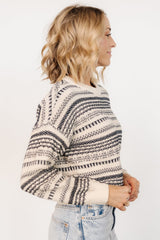 Jasleen Knit Sweater | Cream + Navy