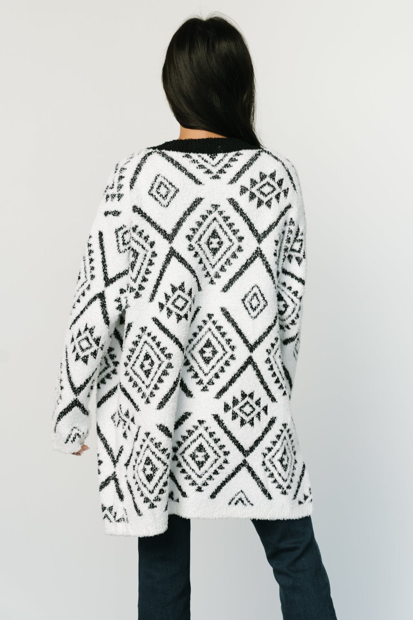 Jay Oversized Cardigan | White + Black