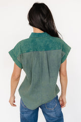 Jaye Button Top | Washed Green