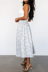 Jeanne Pleated Midi Skirt | Pearl + Light Blue