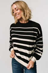 Jensen Stripe Sweater Top | Black + Ivory