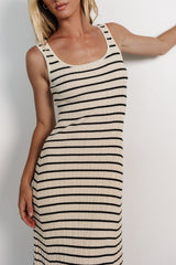 Jesse Ribbed Tank Maxi Dress | Ivory + Black