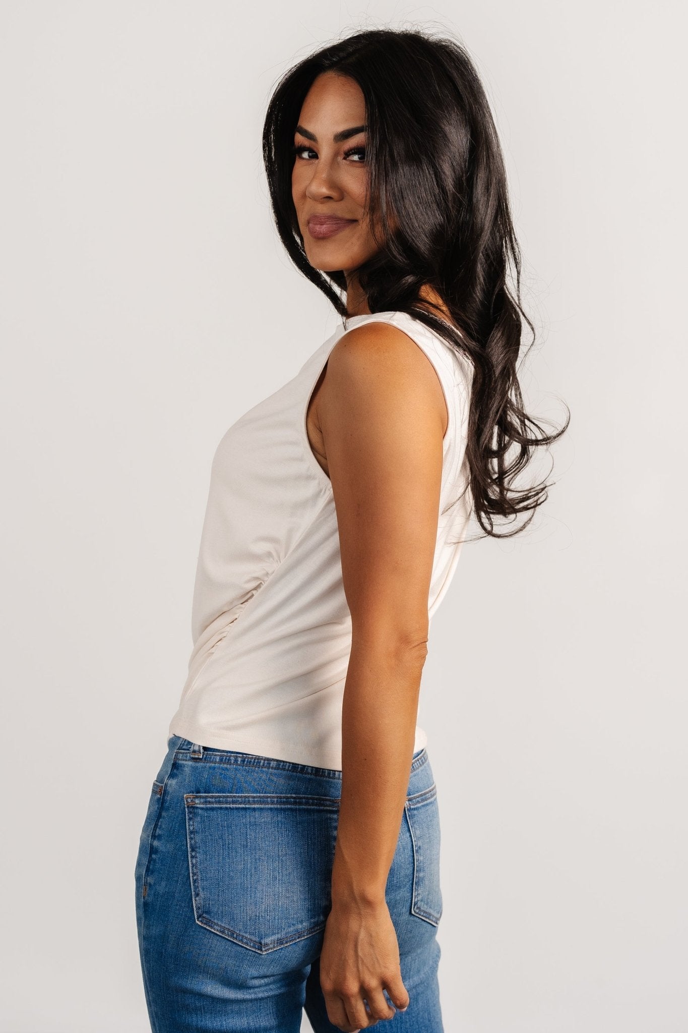 Jia Ruched Tank Top | Beige
